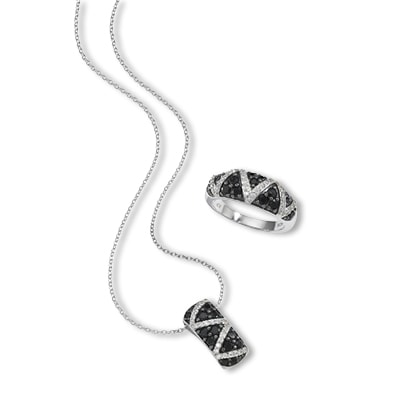 Halskette & Damenring 925/- Sterling Silber Zirkonia